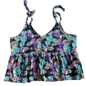 Buc-ee's Tie Tank, Tropical Print Women's Crop Top - Size 2XL